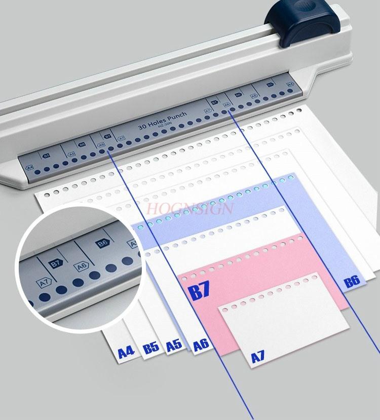 Hand pushed loose leaf notebook puncher with 30 circular holes,notebook puncher,