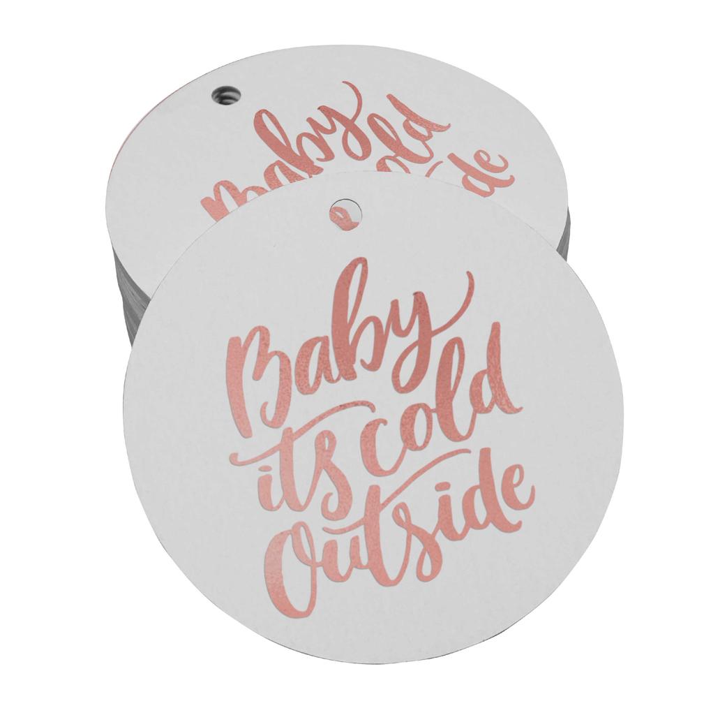 Inkdotpot Real Gold Foil Baby It's Cold Outside Baby Shower Tags Favor Hang Paper Tags 100