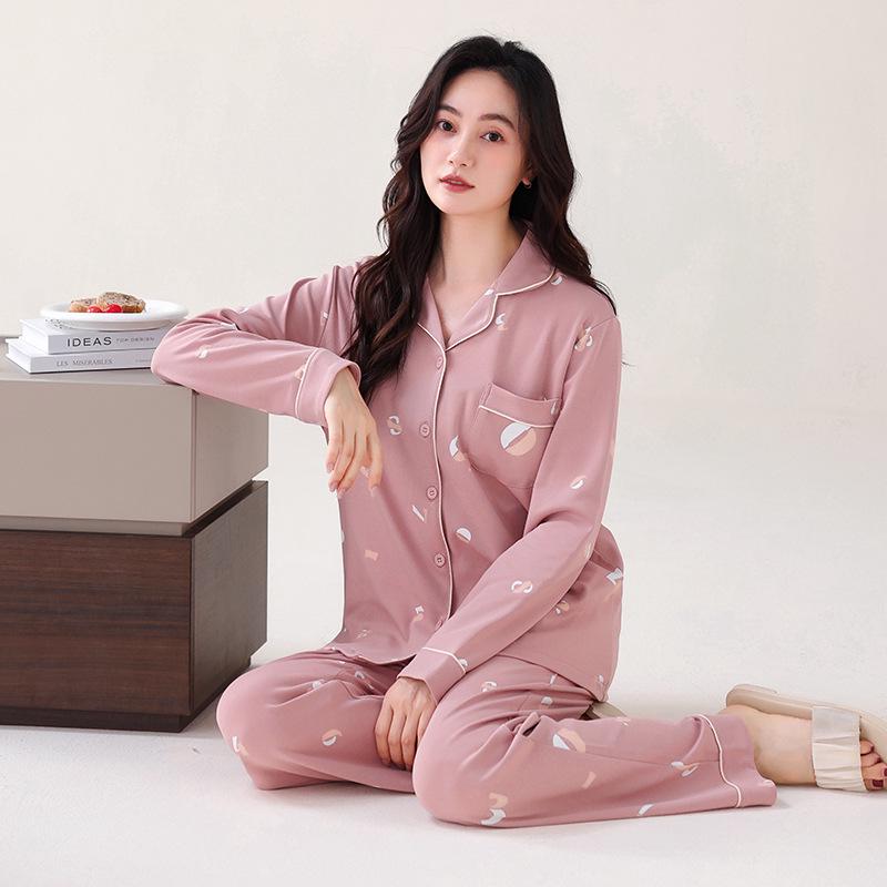

Женский пижамный комплект в корейском стиле из 100% хлопка с длинным рукавом для весны и осени XXXL