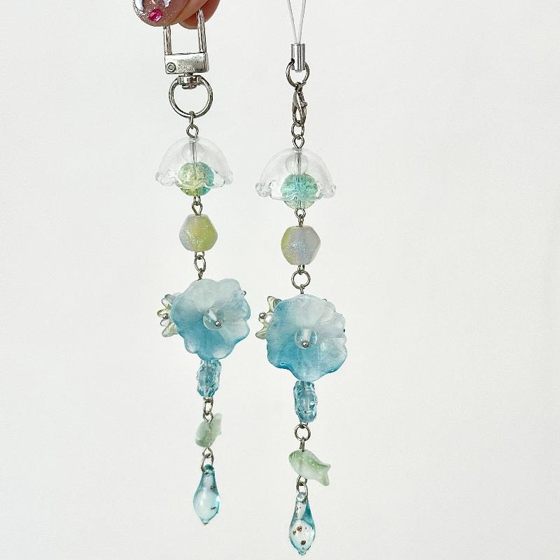 Summer Starfish Shell Keychain Y2K Sweet Beaded Mobile Phone Lanyard Girly Cute Ins Bag Charm Pendant Decoration Gift