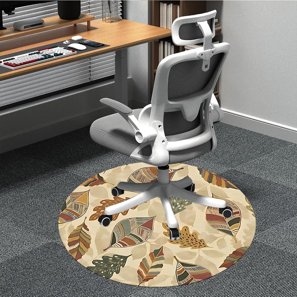 

1pc Autumn Leaves Office Round Area Rug, Indoor Mat Suitable ForOffice, Under Office Chairs Bedroom Living Room Home Decor, Room Decot044 80cm by 80cm