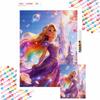 5D Diamond Painting Kit Princess Castle & Rainbow Hair Home Decor, Perfect Holiday Gift