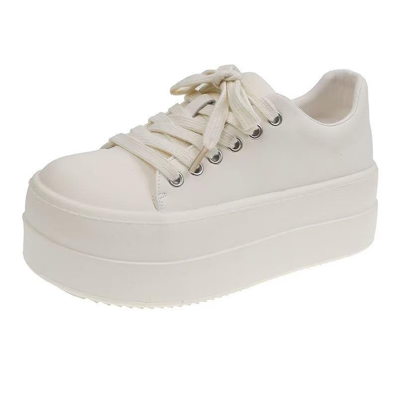 Thick soled shoes for women's spring height increasing casual shoes simple comfortable wear-resistant sports board shoes