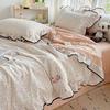 Kapok wrinkled double-layer yarn ruffle leaf edge summer quilt four-piece set washing machine washing air conditioner quilt