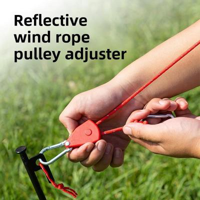 Adjustable 4m Elastic Tent Rope: Outdoor Metal Pulley with 4mm Wind Rope & Hook for Camping Canopy