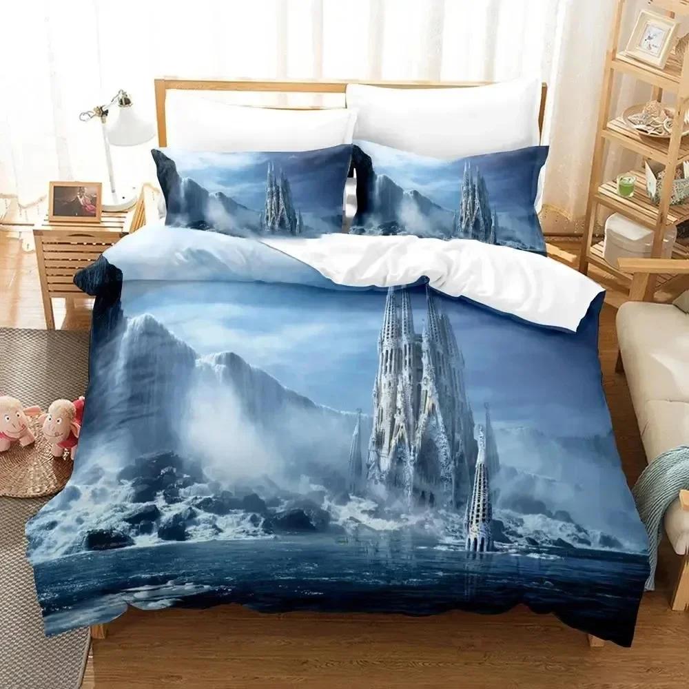 Science Fiction Enchanted Castle Bedding Set Duvet Cover Sheet Printed Bed Set Pillowcase Full Queen King Size Comforter Bedroom