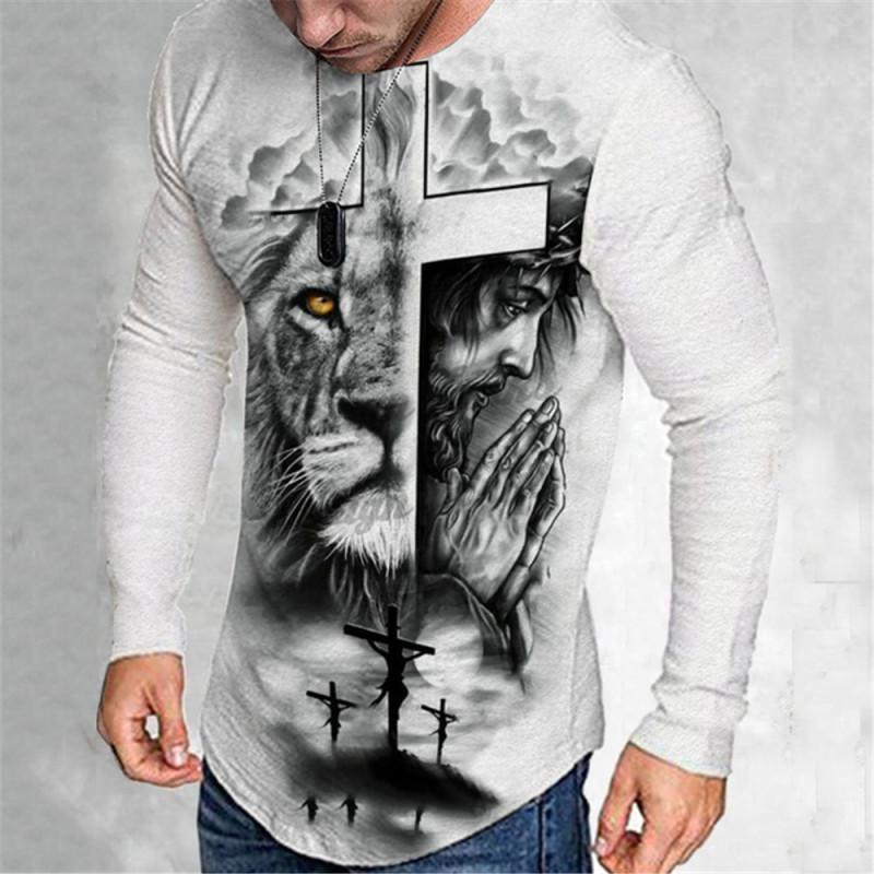 

Модная ретро-одежда, облегающая футболка с длинными рукавами, мужская футболка с длинными рукавами с 3D-принтом.