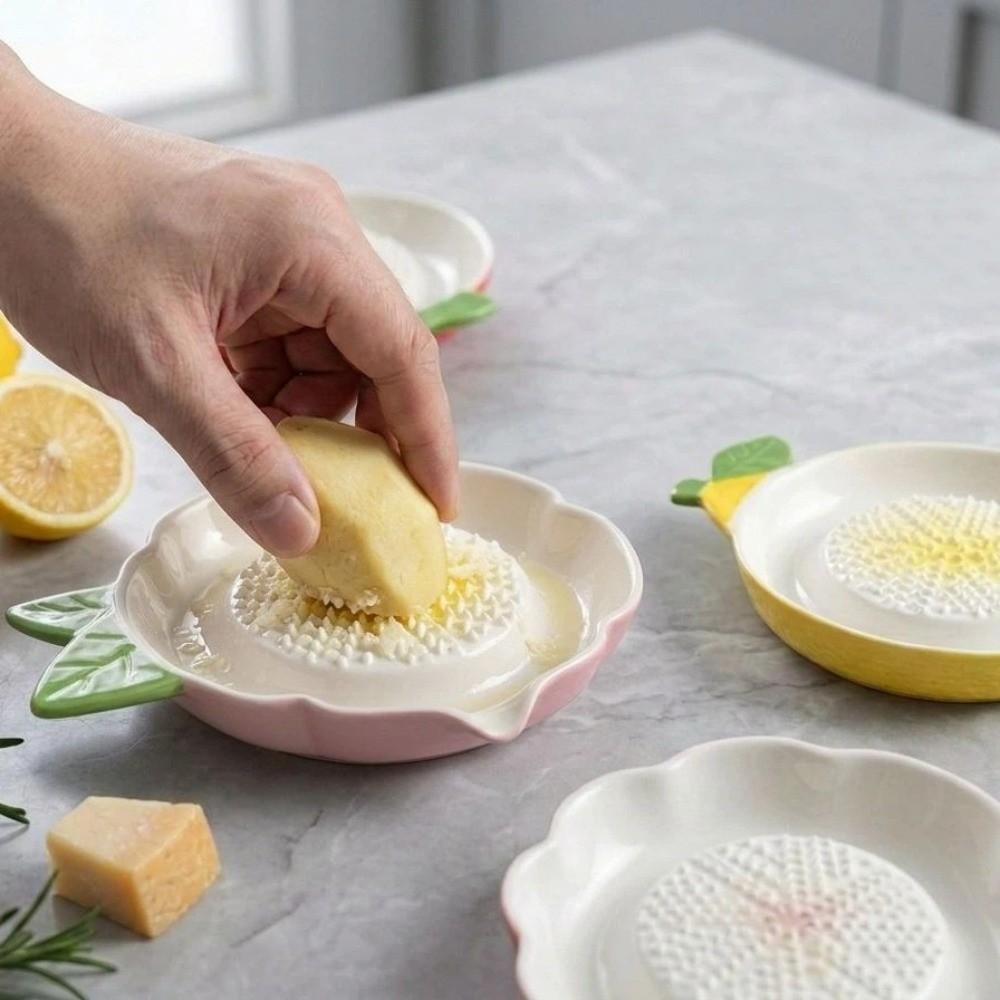 Raised Teeth Ceramic Grater Plate 2-in-1 Manual Garlic Masher Kitchen Puree Grater Restaurant