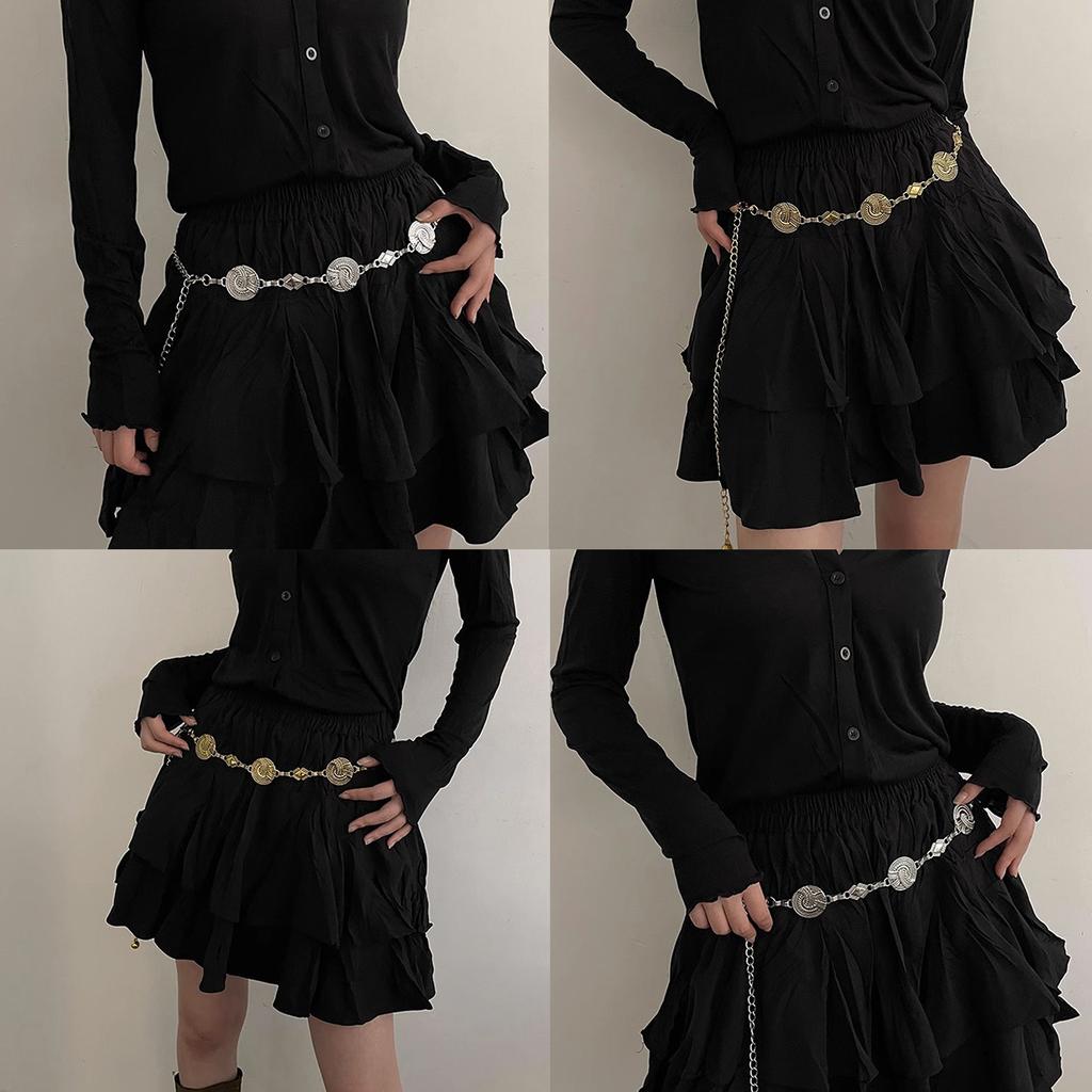 Stylish Metal Waist Belt for Women Adjustable Length Fashionable Accessory for Dresses and Pants