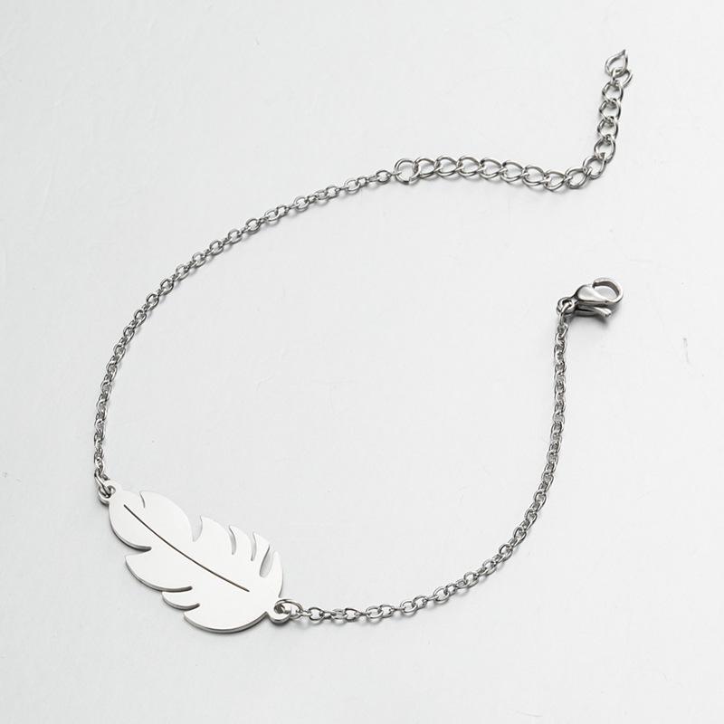 Korean Style Feather Pendant Bracelet for Women - Fashion Hip Hop Leaf Design
