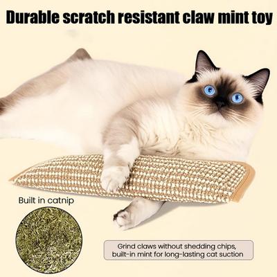 2 Pcs Catnip Pillows for Cats Natural Sisal Scratching Pillow Toy Bite Resistant Kitten Kicker Toy for Indoor Cats Scratching Chewing Teething