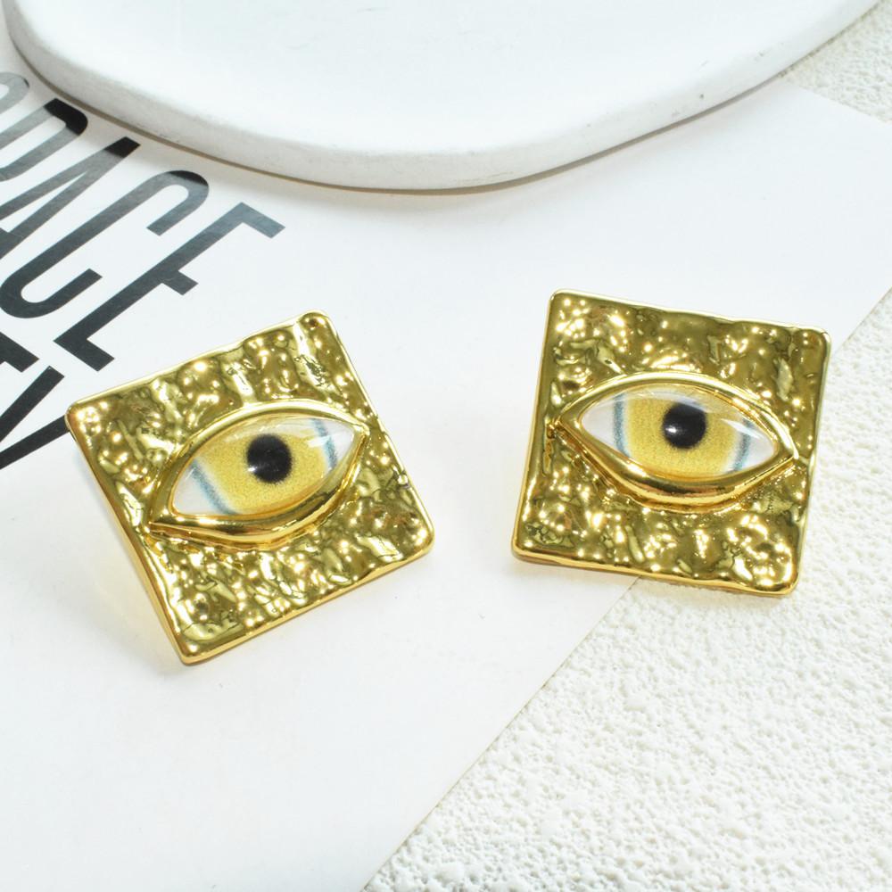 Vintage Ethnic Metal Alloy Blue Eyes Dangle Earrings for Women Jewelry Fashion Show Daily Collection Accessories