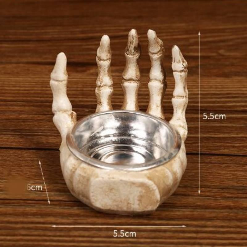 Resin Skeleton Stretching Figurine Halloween Skull Decor European Style Ornament Style A