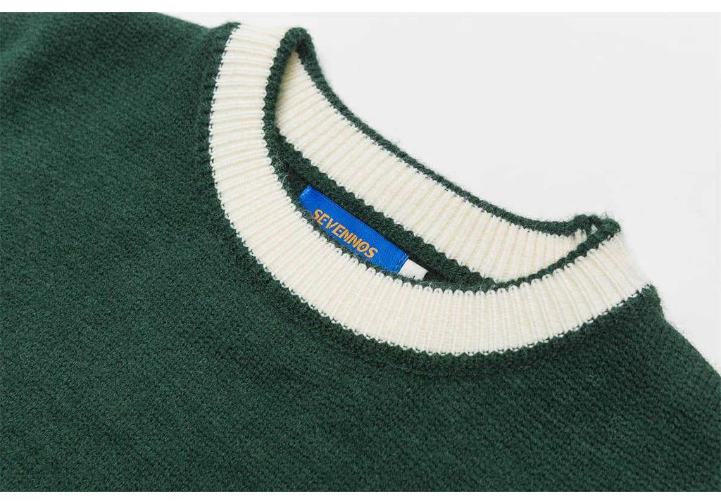 QIYOU 2025 Unisex Retro Patchwork Color Block Sweater - Autumn/Winter Casual Knitwear.