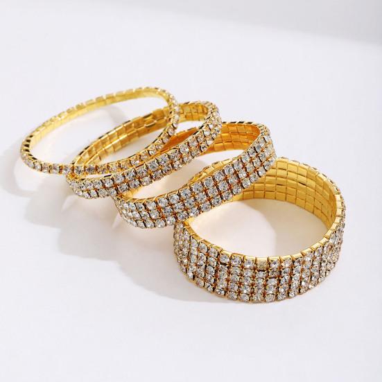 Women Bracelet Multi-row Sparkling Rhinestones Wristband Waterproof Nickel-Free Wristwear Minimalist Design Versatile Bracelet Jewelry Piece