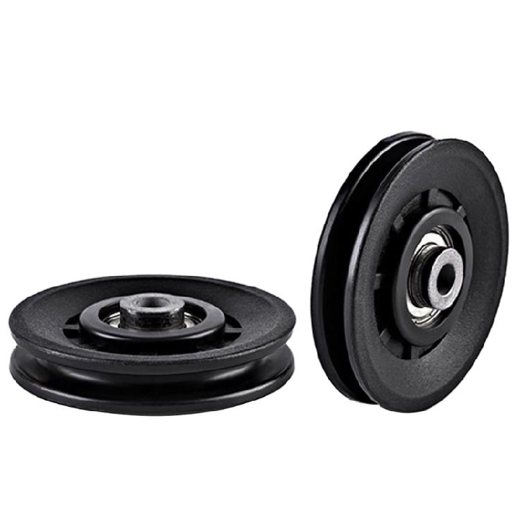 Round Fitness Pulley Wheel Bearing Replacements Black Nylon Bearing Pulley Wheel