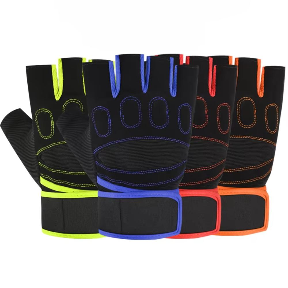Coexistence Summer Breathable Anti-Slip Polyester Unisex Fingerless Workout Gloves with Wrist Support for Weight Lifting