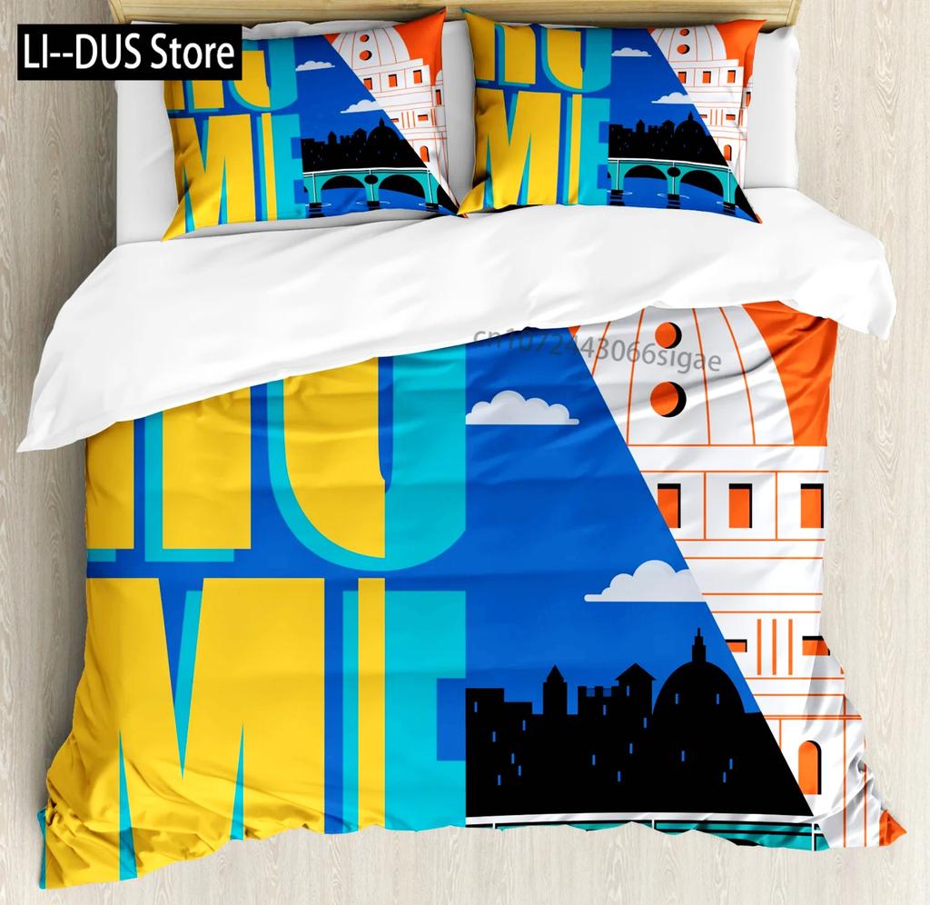 Italy Duvet Cover Queen/King/Full Size For Kids Adult Microfiber Italian Rome Venice Pisa Tower Tuscany Pizzas View Bedding Set