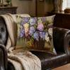 1pc Vintage Floral Basket Cushion Cover Purple Blue Hydrangea Pillowcase For Sofa Bed Living Room Home Decor Soft Breathable x-2