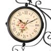 Double Sided Wall Clock Design with Chicken Sculpture Iron Practical Mute Decorative Faced