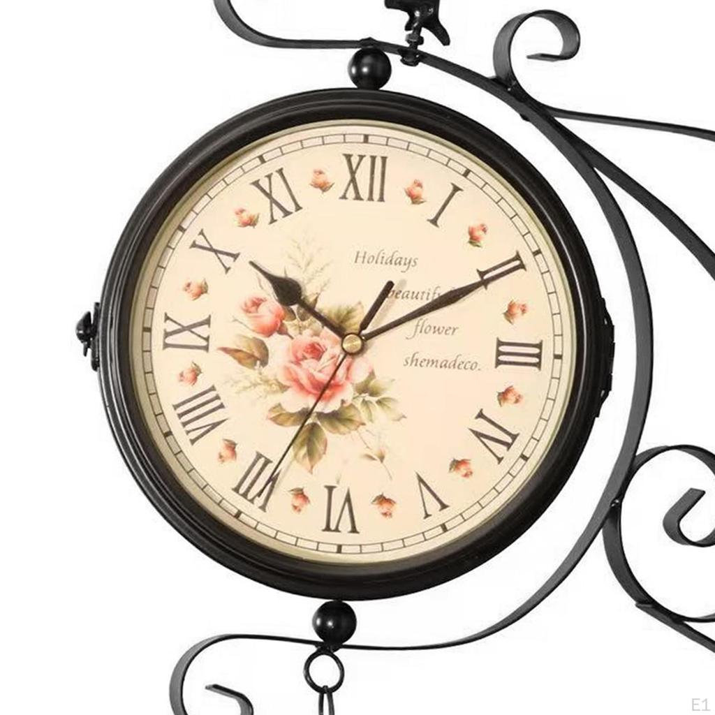 Double Sided Wall Clock Design with Chicken Sculpture Iron Practical Mute Decorative Faced