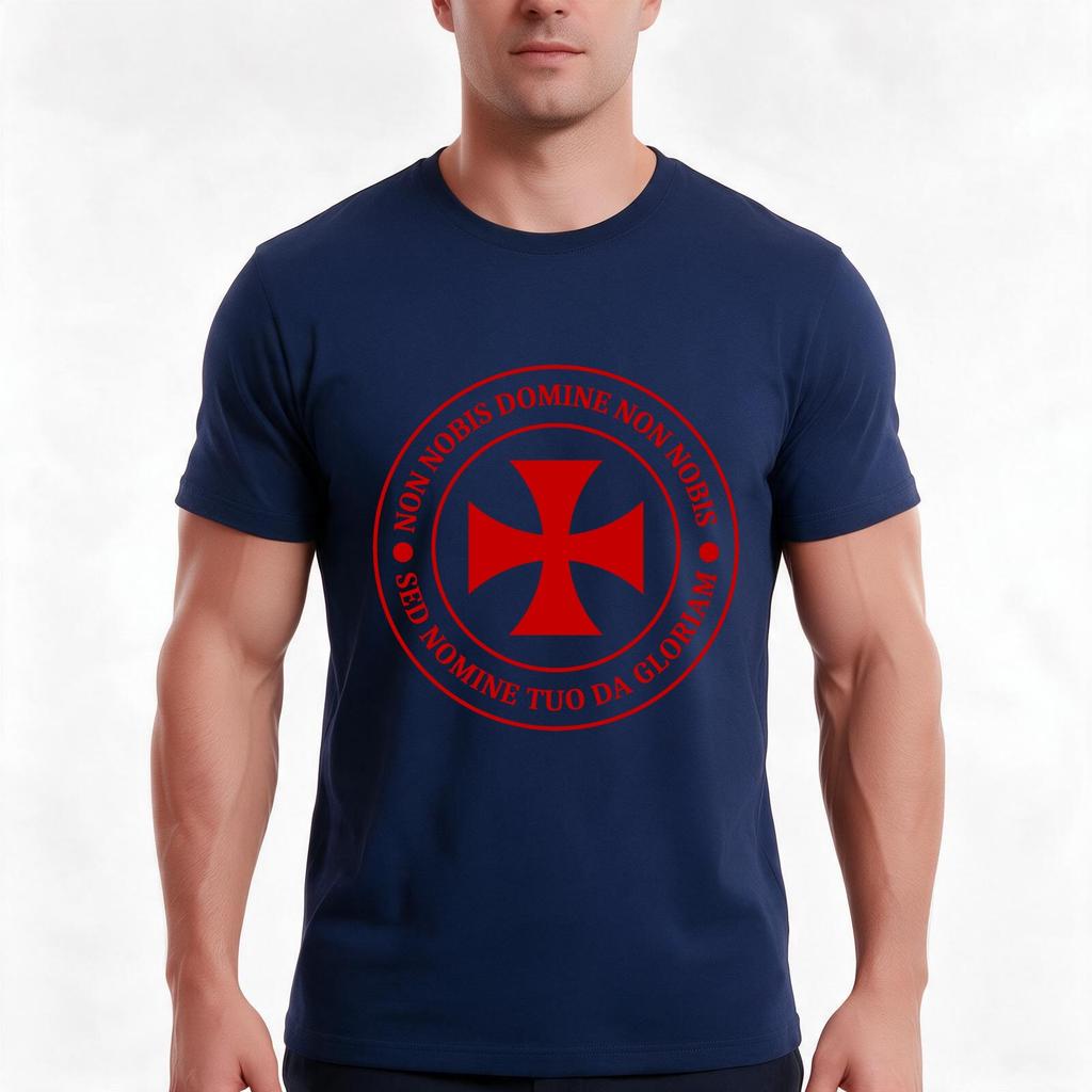Templar Badge With Motto Tshirt Summer Casual Cotton Tee Oversized Streetwear Tops Vintage Graphic Print Unisex Unisex Unisex