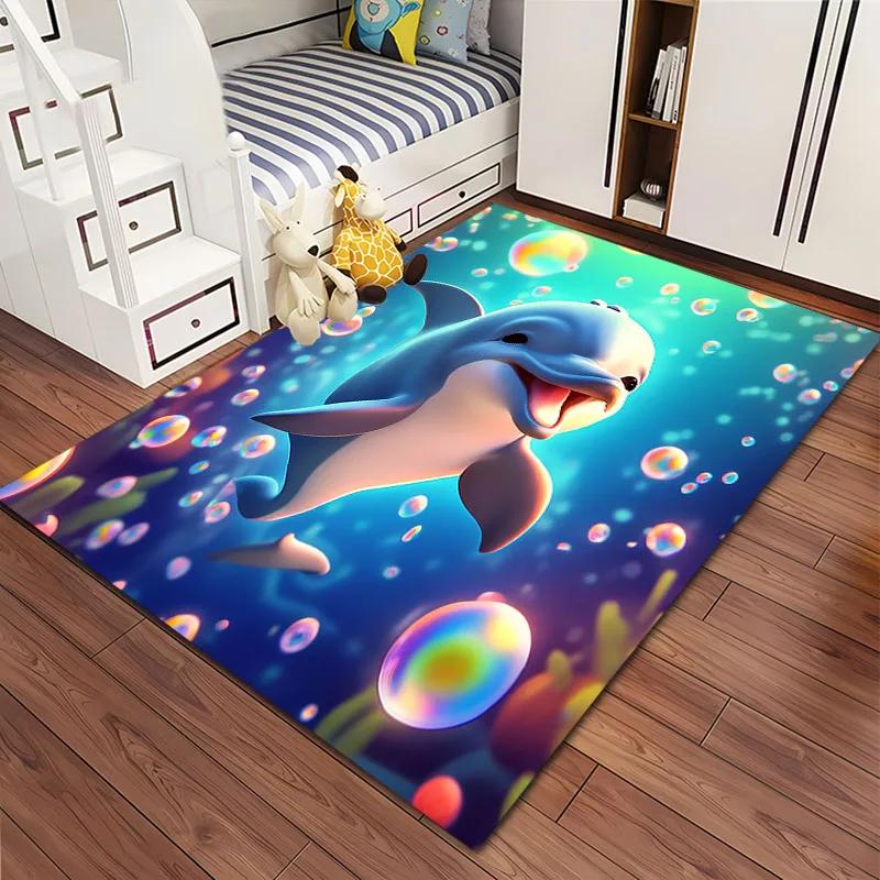 HD Underwater World 3D Illusion Seabed Cartoon Carpet,Rug for Living Room Rug for Bedroom Sofa Doormat Decor Non-slip Floor Mat