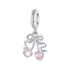 WOSTU 925 Silver Pink High Heel Charm Champagne Pendant Cherry Bead Fit Bracelet Necklace Sweet Girl Birthday DIY Jewelry Gift