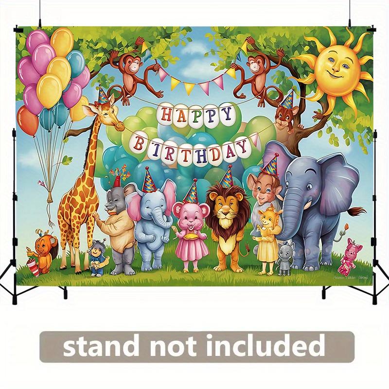 Party Backdrop Jungle Animal Sun Giraffes Elephants Monkeys Celebrations Event Backdrop Decoration Birthday Party Decor