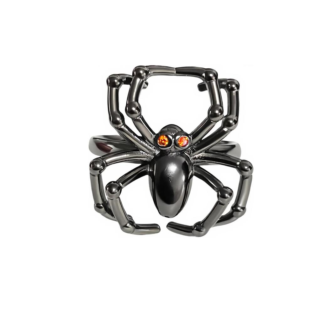 Vintage Halloween Spider Crow Open Ring - Trendy Punk Stacking Finger Ring for Women