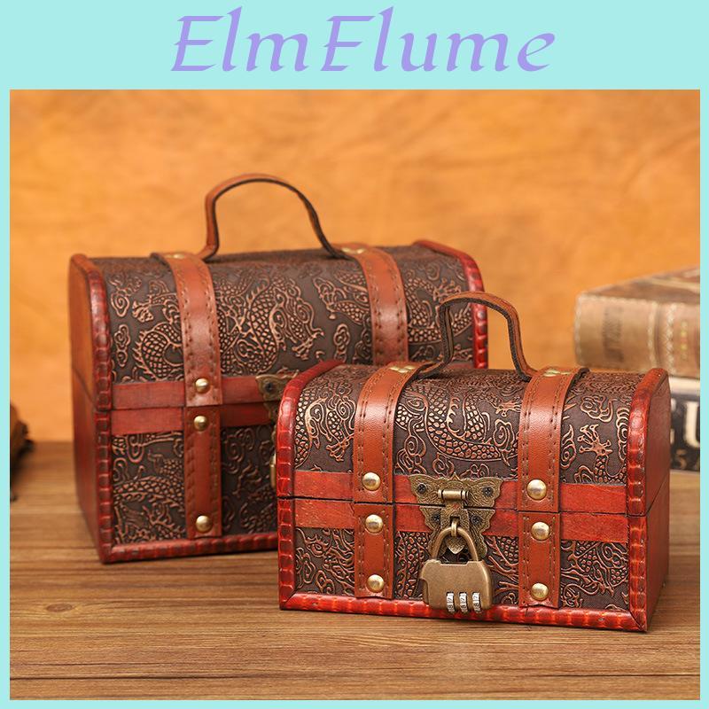 Dragon Pattern Wooden Storage Box With Lock For Bedroom And Living Room Organization