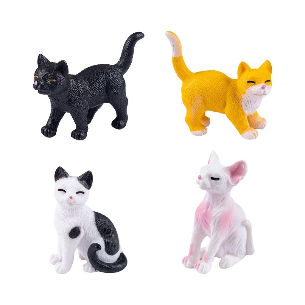 6pcs Miniature Cat Statue Set Cute PVC Simulated Kittens Ideal for Car Decoration, Desktop Display Feline Decorations