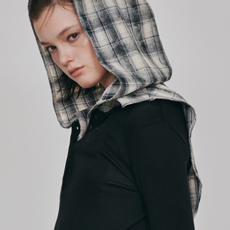 DEAR MY DEER DEAR dr HOODED MUFFLER (BROWN CHECK)