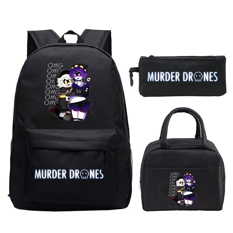 Murder Drones Cartoon Printed Children's Backpack Set Student School Bag Lunch Bag Casual Pencil Bag