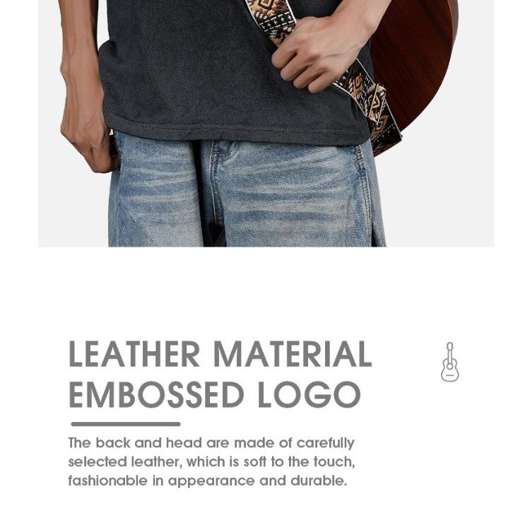 Guitar Strap, New Genuine Leather, PP Top Layer Cowhide, Thickened Leather Head Woven Ethnic Electric Guitar Bass, Stress Relieving