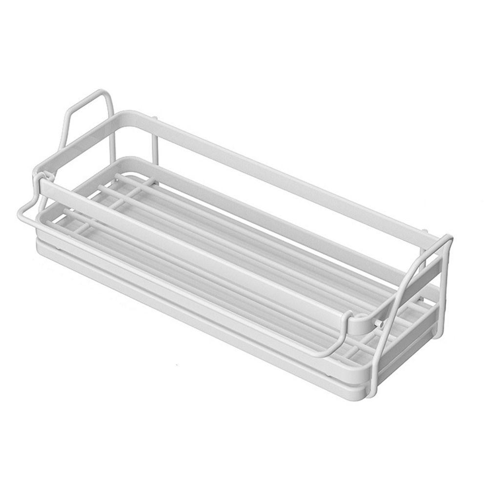 

Carbon Steel Sink Sponge Rack Black/White Dishcloth Storage Rack Soap Sponge Holder for Home White-style B