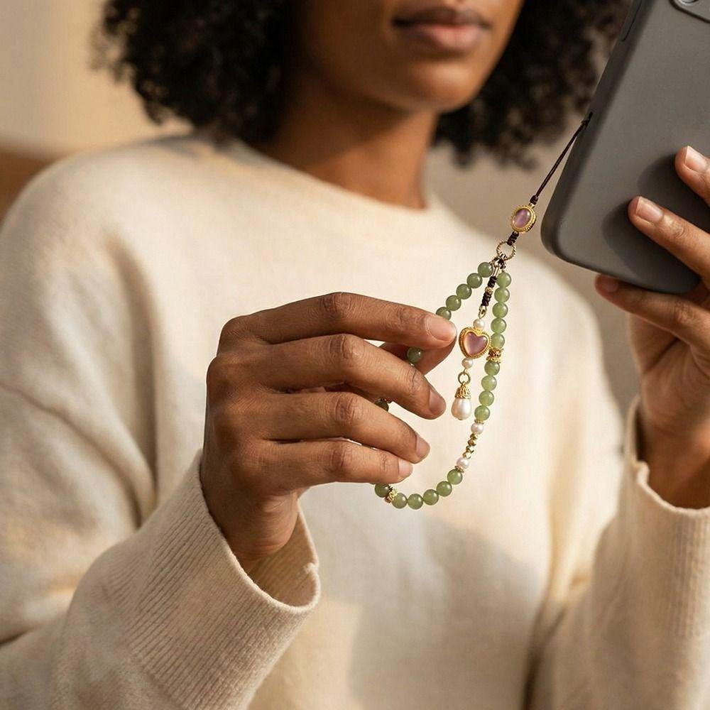 Hanging Ornaments Mobile Phone Chain Vintage Antique Green Wrist Rope Pendant  Women