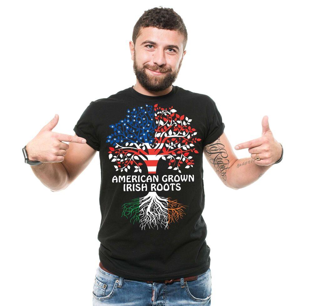 American Grown With Irish Roots Shirt St Patrick s Day Shirt Irish Gifts Unisex T-Shirt S