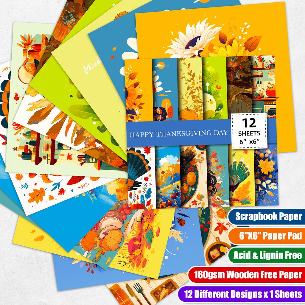 12 Bags Of 6-Inch Turkey Material Backing Paper Thanksgiving Hand Account Material Package