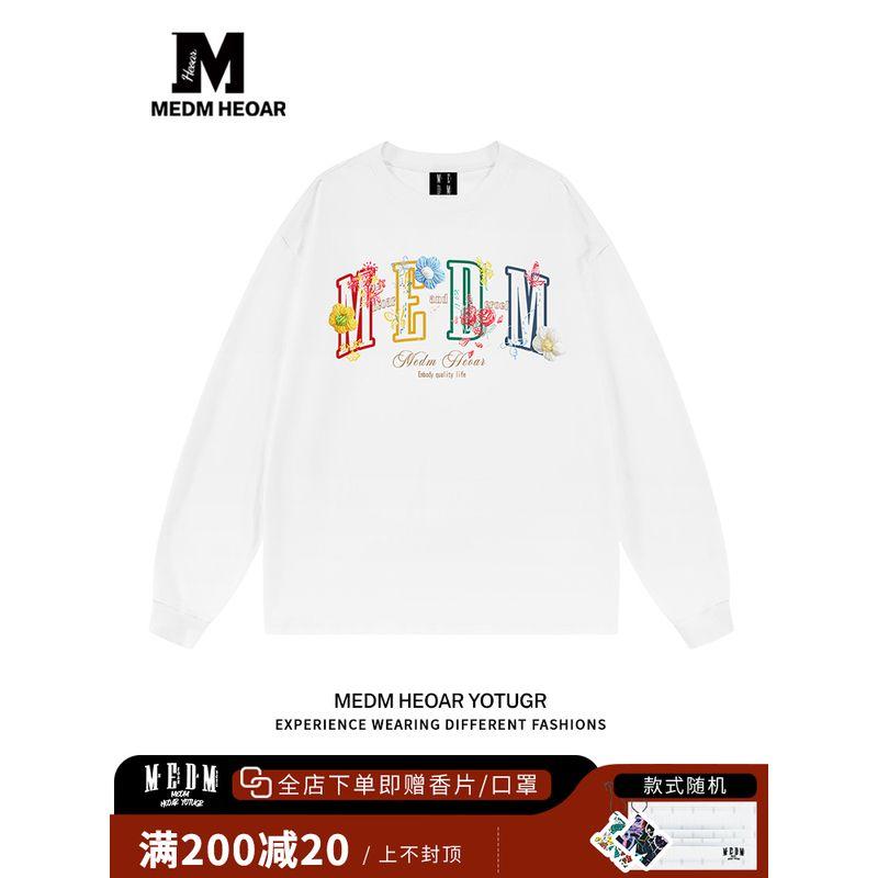 Medm Heoar Long sleeve T-shirt Men's and Women's Loose Spring and Autumn T-shirt Bottoming Top [Three Labels Complete]]