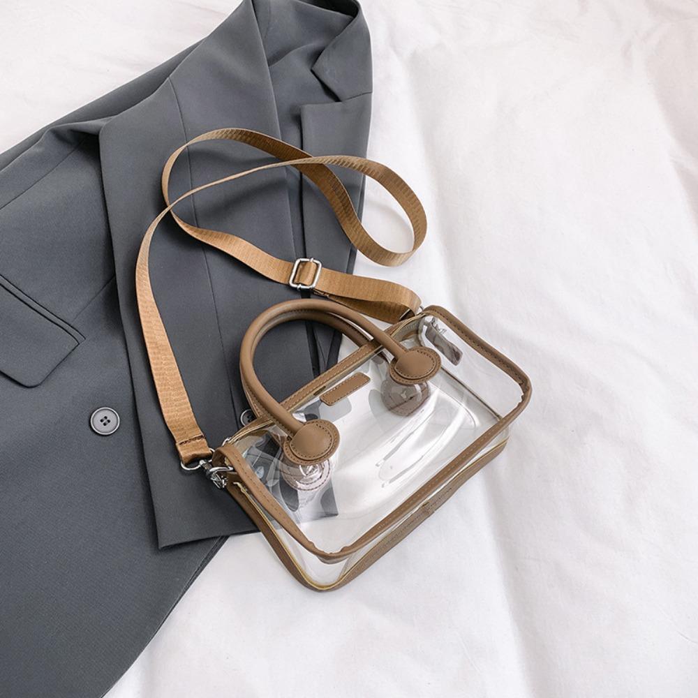 

Zipper Transparent Shoulder Bag Large-Capacity Small Square Bag Fashion Women Handbag Women кофейный