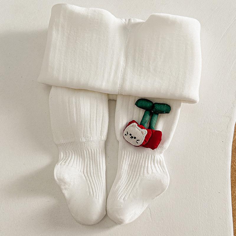 

Детские теплые колготки хлопковые брюки для девочек носить маленькие вишневые колготки толстые высокого качества детские леггинсы осень зима 2XL белый