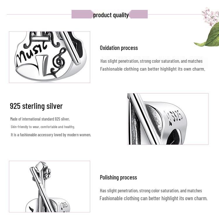 Elegant French Vintage Ziyun Violin Charm Bead In 925 Silver - SCC2077