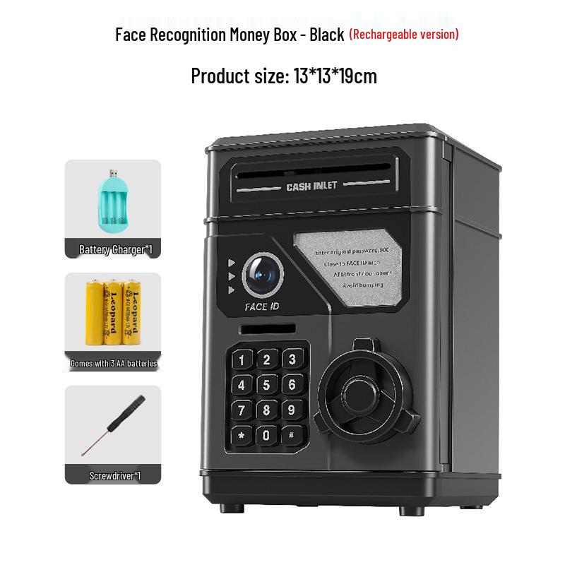 Children's Smart Face Recognition Piggy Bank with Deposit/Withdraw Function and Automatic Bill Rolling