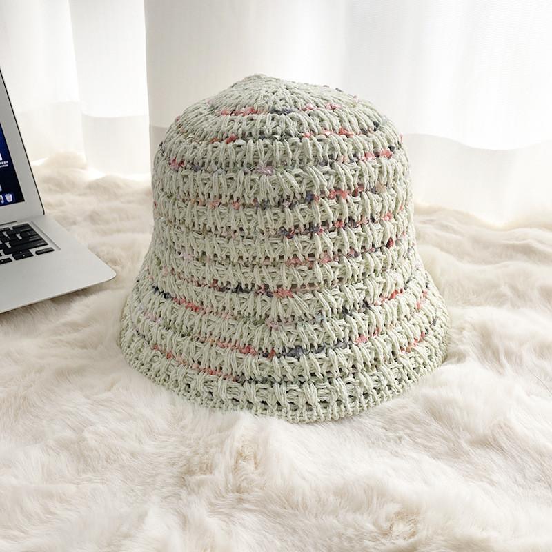 Fashionable Round Top Short Brim Knit Hat For Women Sun Protection Breathable Pink Black Khaki Blue Rose Beige