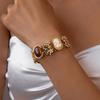 Rhinestone Retro Enamel Bangle Resin Women's Hand Bracelet Baroque Bracelet  Party Dress
