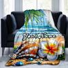 1PC Custom Name Beach Shell Plumeria Dream flannel blanket versatile,all-season throw suitable for the living room,bedroom,camping,travel,and gift