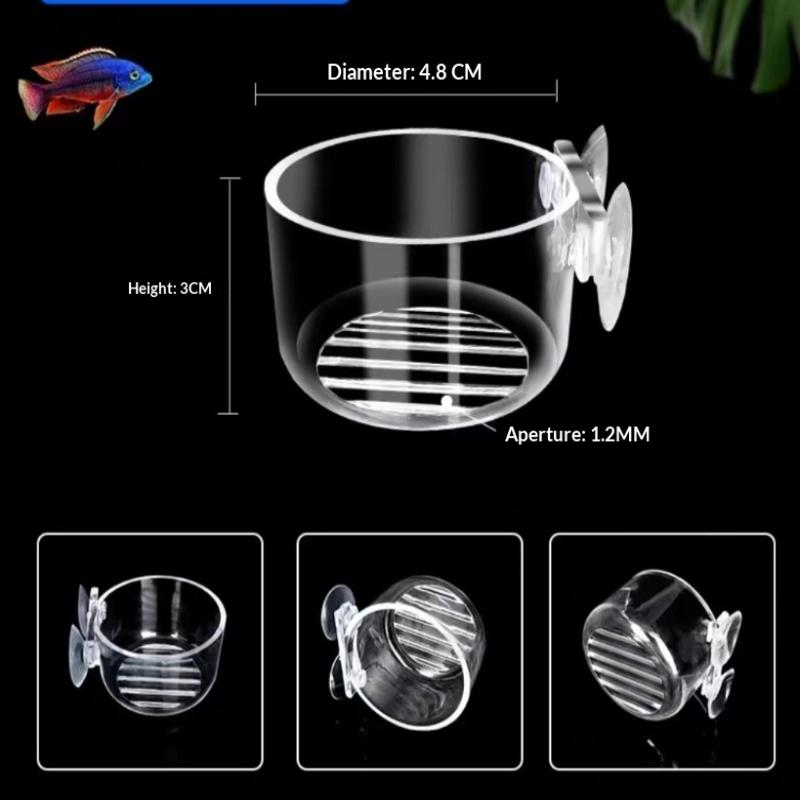 Transparent Acrylic Aquatic Plant Cup Aquarium Fish Tank Plant Pot With Suction Feeding Container Aquarium Accessories