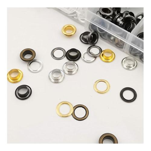 5mm Double-Sided Eyelets, Hole Punching Tool Kit for Leathercraft, 400 Pairs In 4 Colors, Round Shape, for Crafting, Fabric, and Leathercraft DIY Part