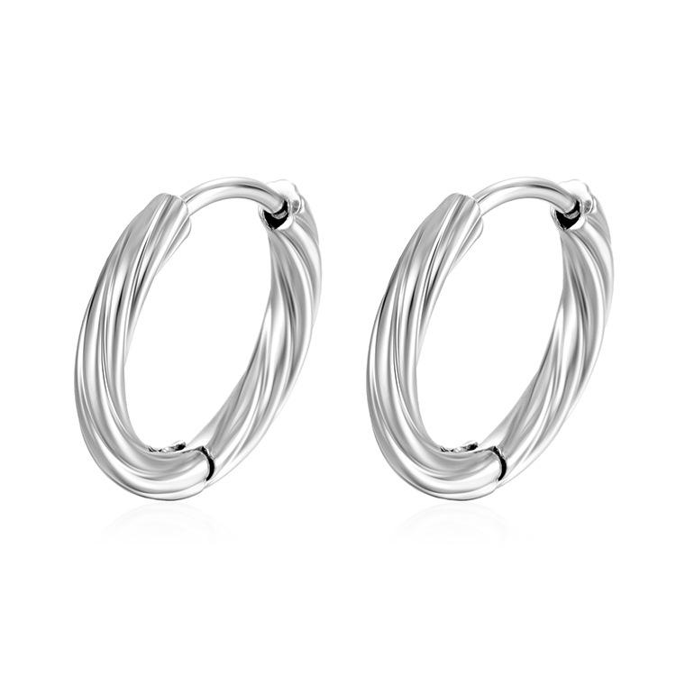 18K Gold Plated Twisted Stainless Steel Hoop Earrings - European & American Fashion Trend